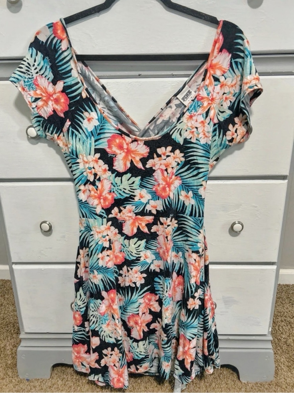 Victorias Secret PINK Floral Y2K Mini Dress in Navy and Coral
